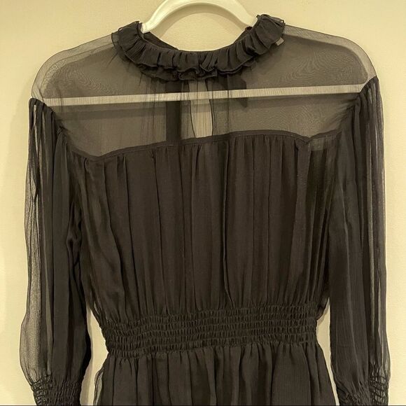 See By Chloé Shirred Silk-Georgette Peplum Dress - Picture 4 of 6